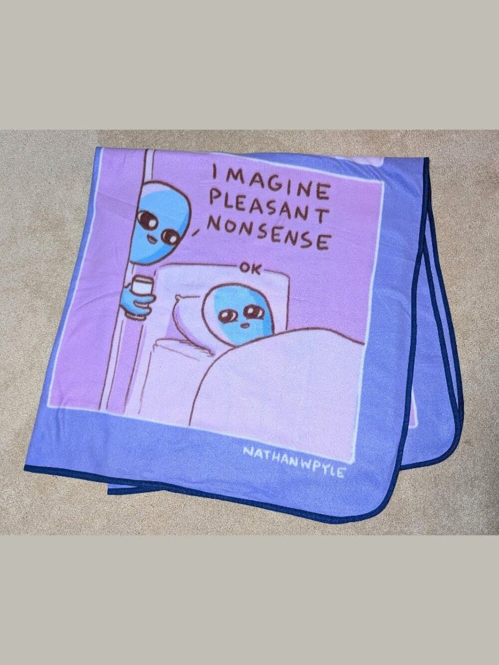 RARE NEW Strange Planet Alien Hydration Cylinder Comic Strip Fleece BLANKET 2020